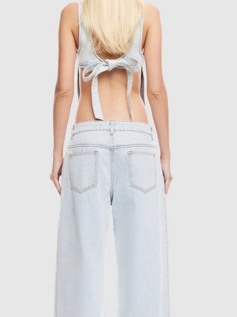 Lioness countryside Light Wash backless tie top